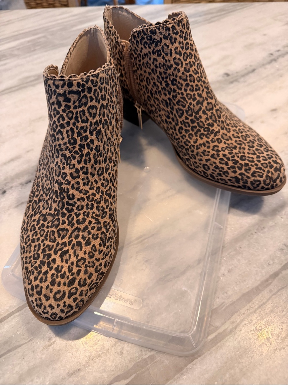 Leopard Print Ankle Booties - Tan/Black